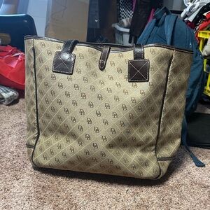 Vintage Dooney & Bourke Tan Monogram Shoulder Bag